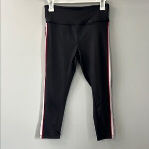 Forever 21 Black Red & White Cropped Leggings Hidden Pocket Small